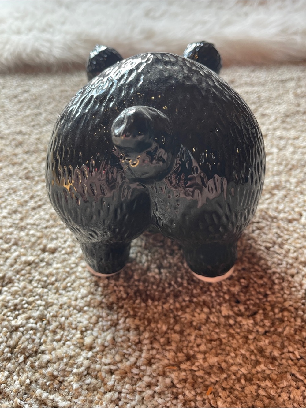 Glossy Black & White Ceramic Pig Bank - Picture 3 of 6